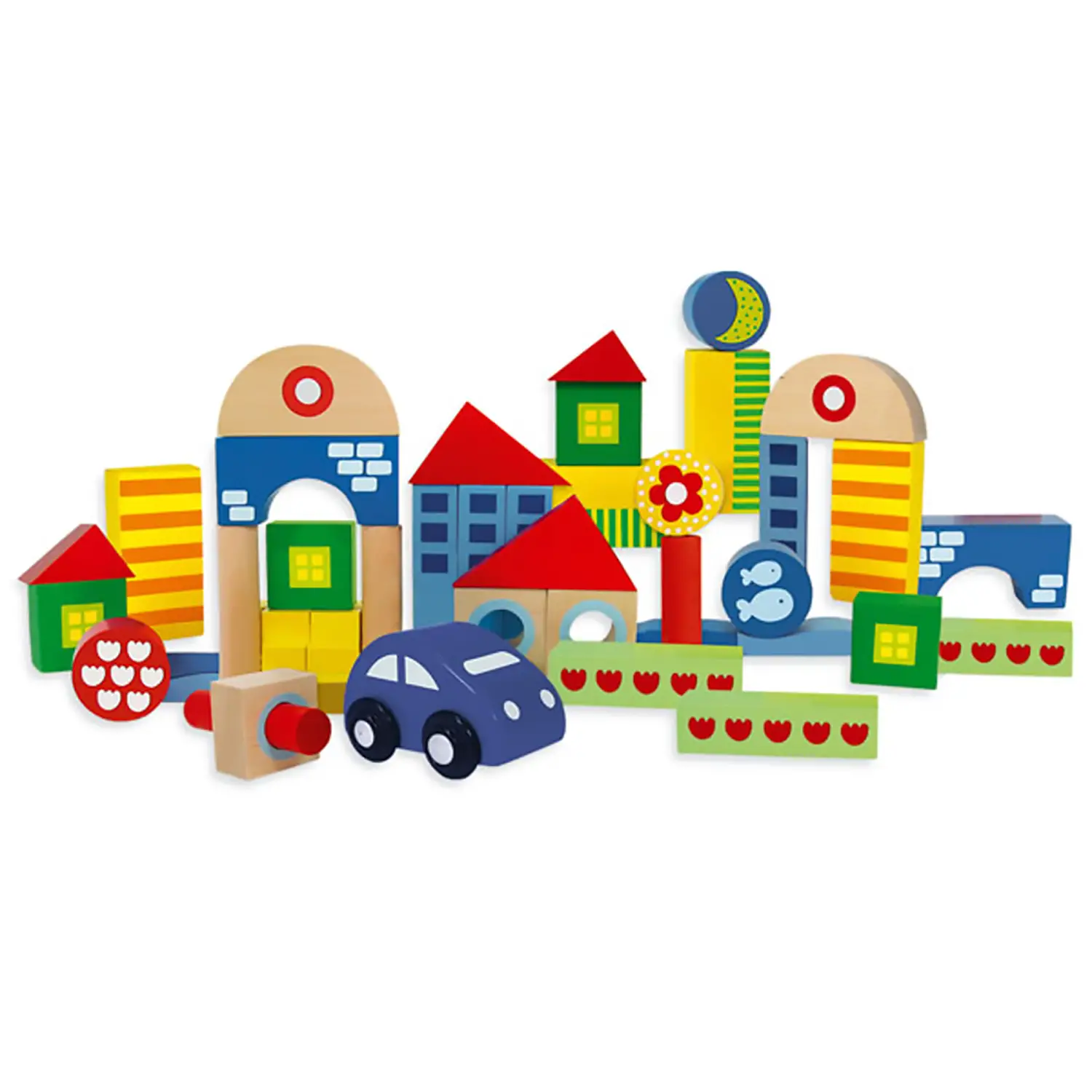 Villaggio Fantasia in Legno – 41 Pezzi - Incastri e puzzle in legno