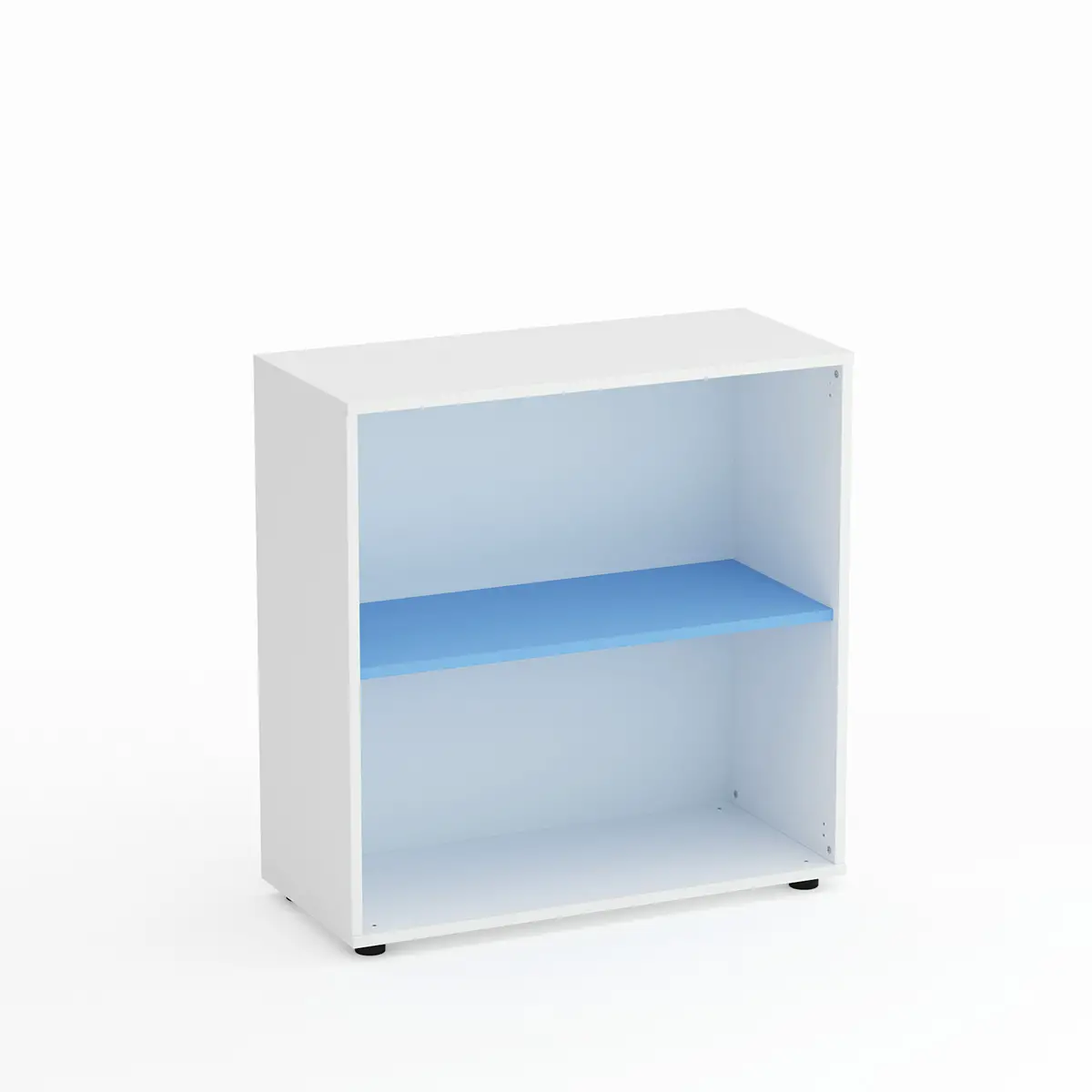 Mobile Scuola Kubò Bianco a Giorno H 90 cm. Ripiani Blu Orizzonte - Conforme CAM - Arredo scuola dell'obbligo