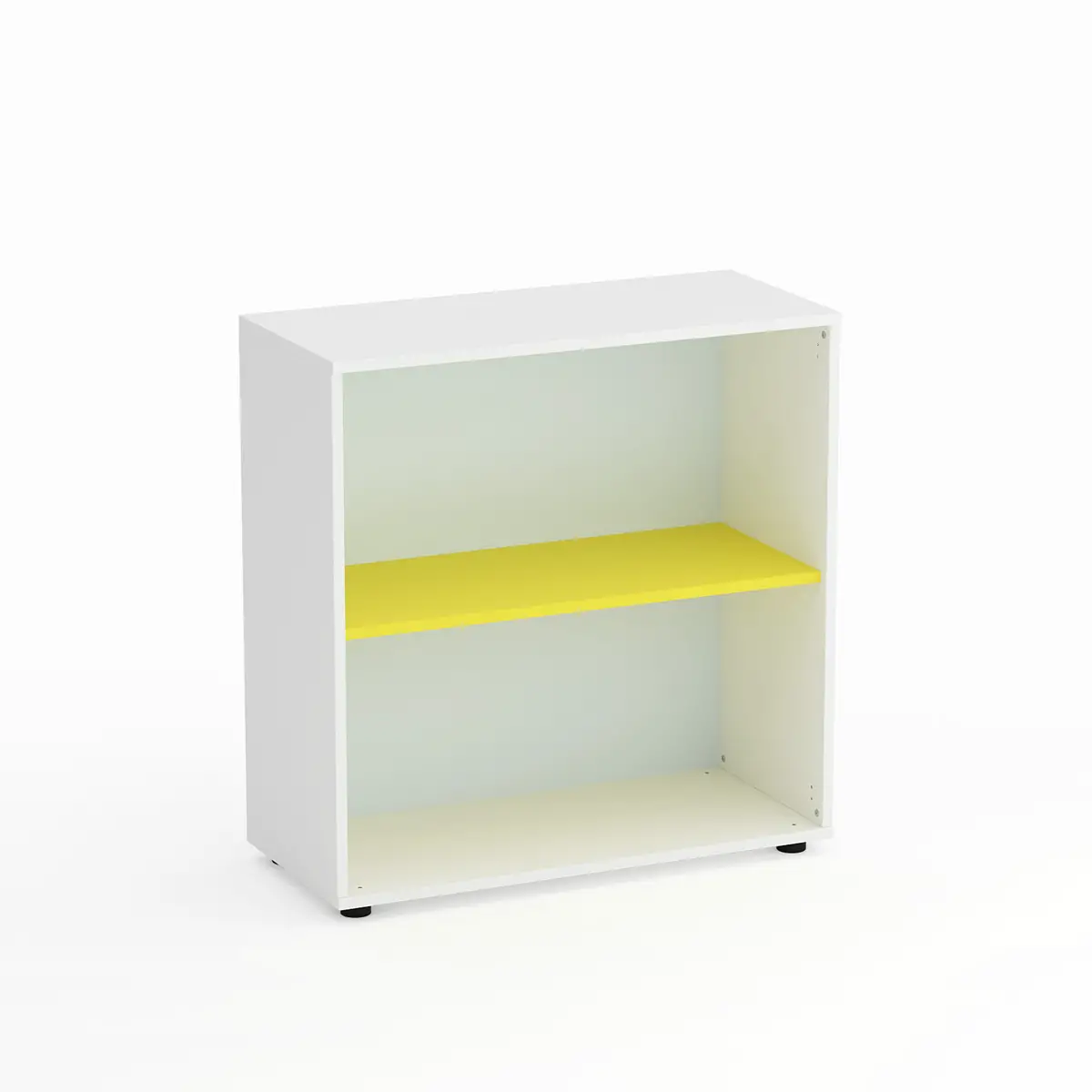 Mobile Scuola Kubò Bianco a Giorno H 90 cm. Ripiani Giallo - Conforme CAM - Arredo scuola dell'obbligo