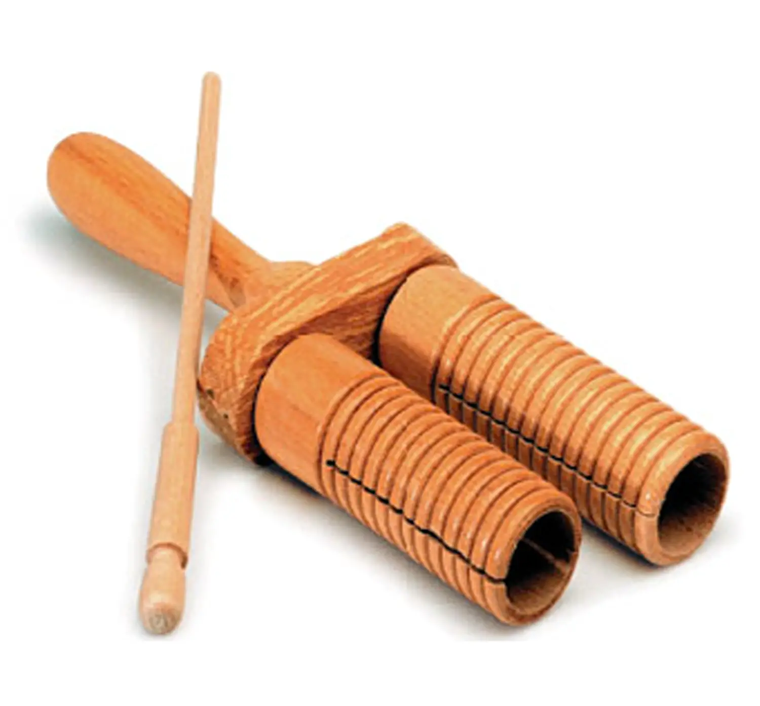 Doppio Guiro Bitonale in Legno con Battente - Educazione musicale