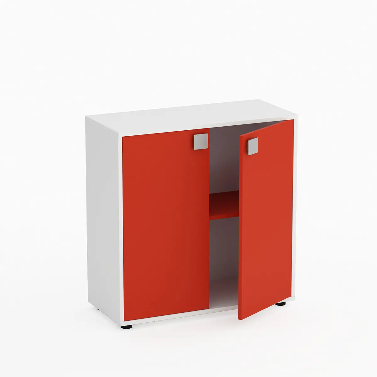 Mobile Scuola Kubò Bianco – 2 Ante H 90 cm e Ripiani Rossi | Conforme CAM - Arredo scuola dell'obbligo