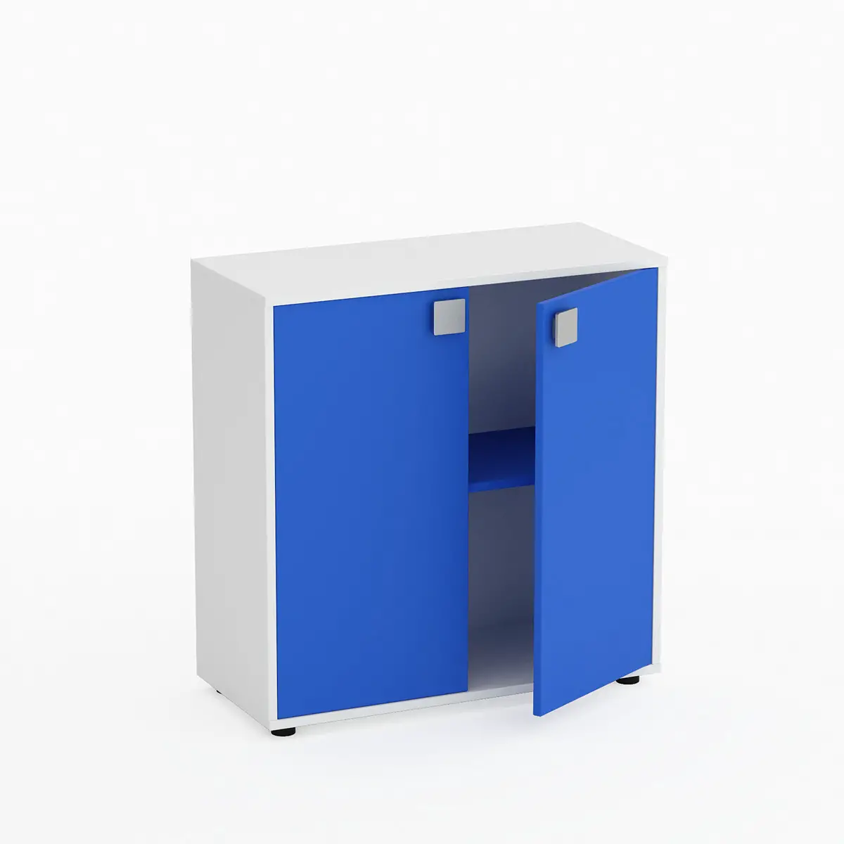 Mobile Scuola Kubò Bianco – 2 Ante H 90 cm e Ripiani Azzurri | Conforme CAM - Arredo scuola dell'obbligo
