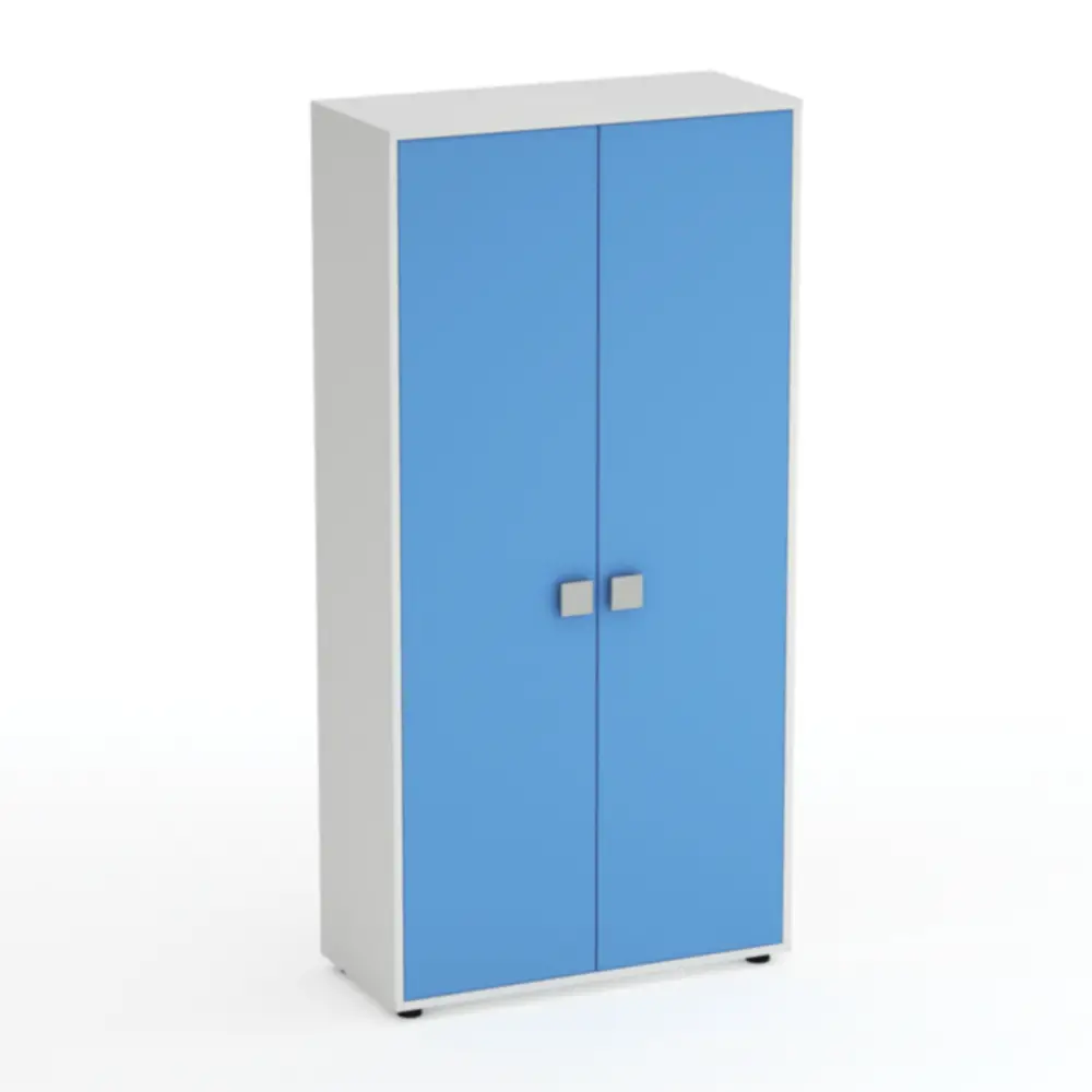 Mobile Scuola Kubò Bianco – 2 Ante H 180 cm e Ripiani Blu Orizzonte | Conforme CAM - Arredo scuola dell'obbligo