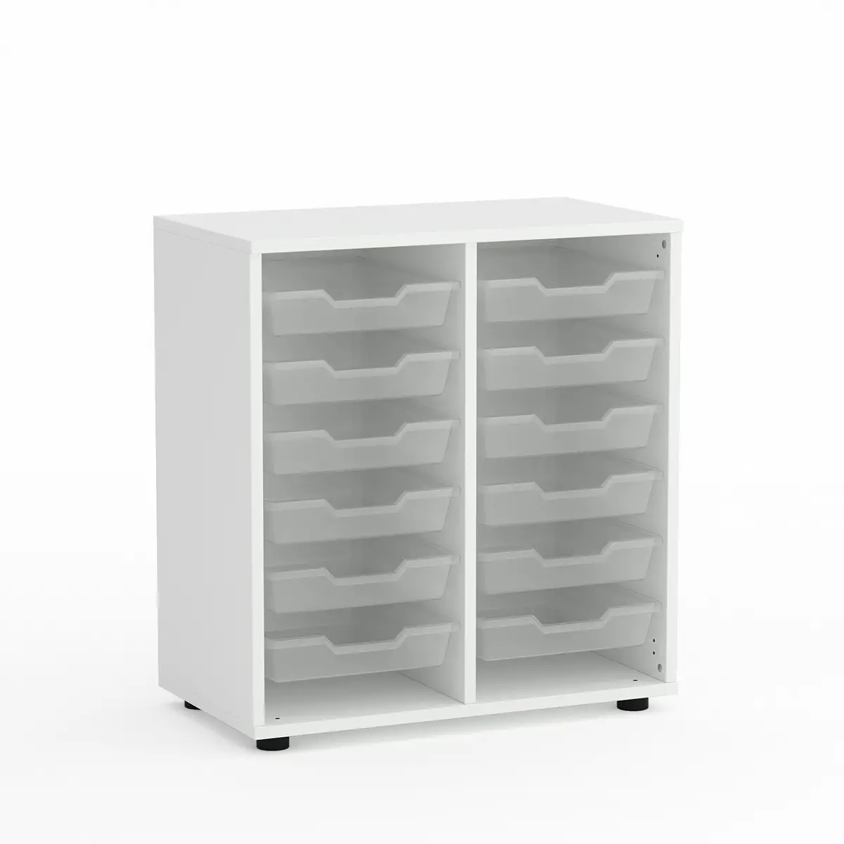 Mobile Scuola Kubò Bianco con 12 Cassetti Bassi – Cassettiera H 75 cm | Conforme CAM - Arredo scuola dell'obbligo