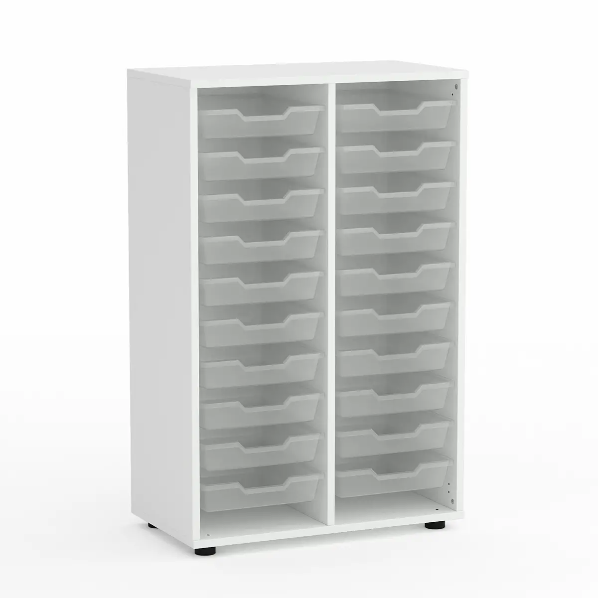 Mobile Scuola Kubò Bianco con 20 Cassetti Bassi – Cassettiera H 110 cm | Conforme CAM - Arredo scuola dell'obbligo