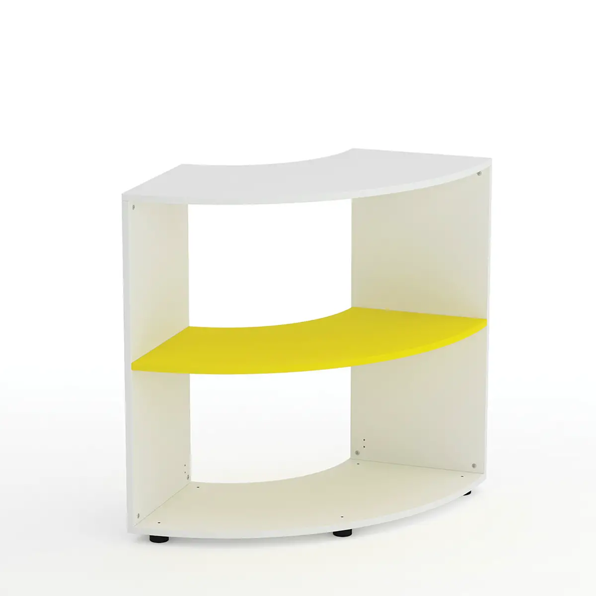 Mobile Scuola Kubò Bianco Curvo 90° H 90 cm – Ripiani Gialli | Conforme CAM - Arredo scuola dell'obbligo