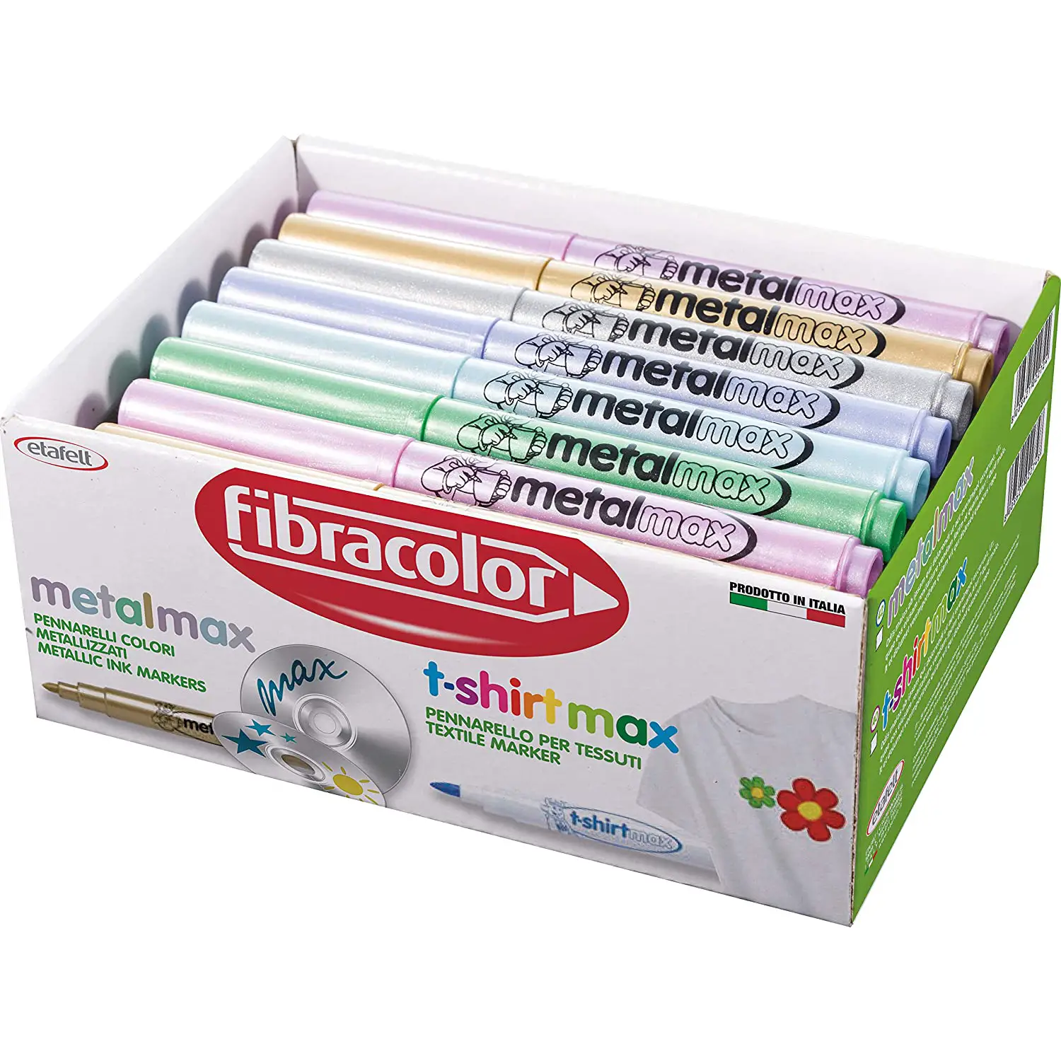 Fibracolor 40 Pennarelli Metal Max – Punta 4,5 mm, 5 Colori Metallizzati - Pastelli