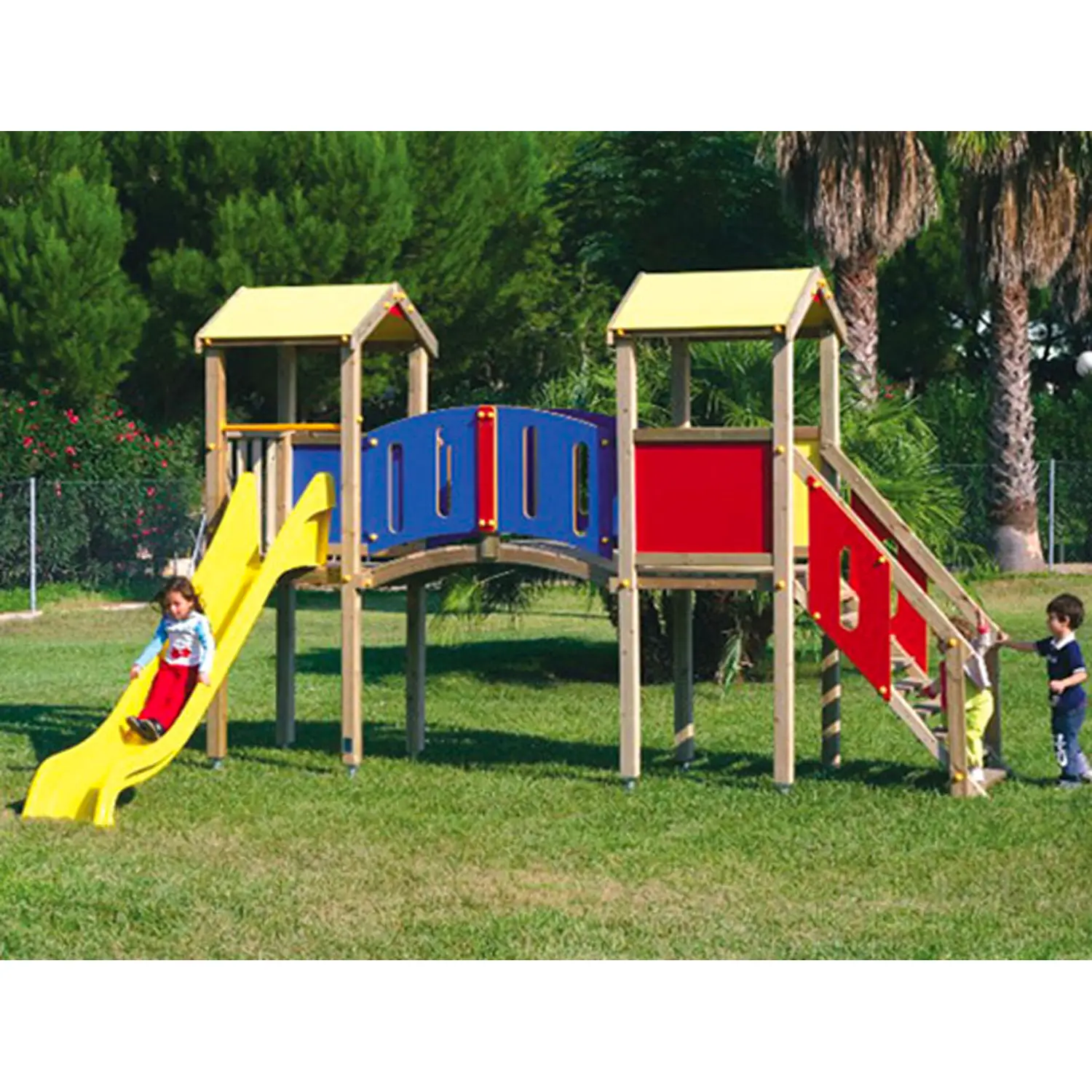 Fortino Sioux Due Torrette – Gioco da Esterno con Scivolo e Ponte - Playgrounds e giostre