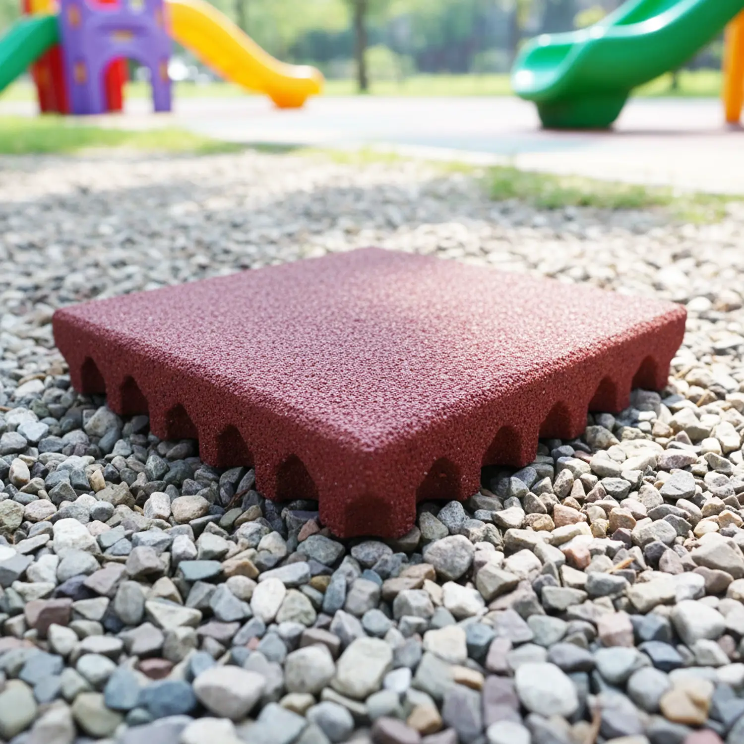 Pavimento Antitrauma Rosso 50x50 cm Spessore 25 mm – In Gomma Riciclata Senza Spinotti - Palestrine