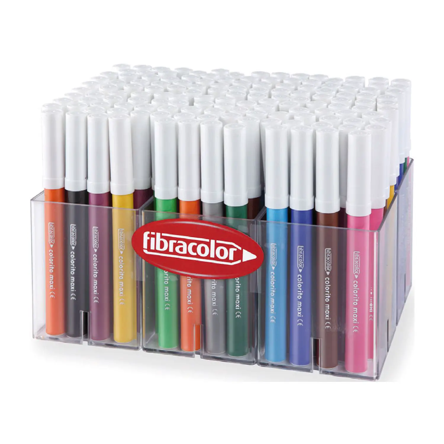 Fibracolor 96 Pennarelli Colorito Maxi Punta Grossa 6mm In 12 Colori - Pennarelli