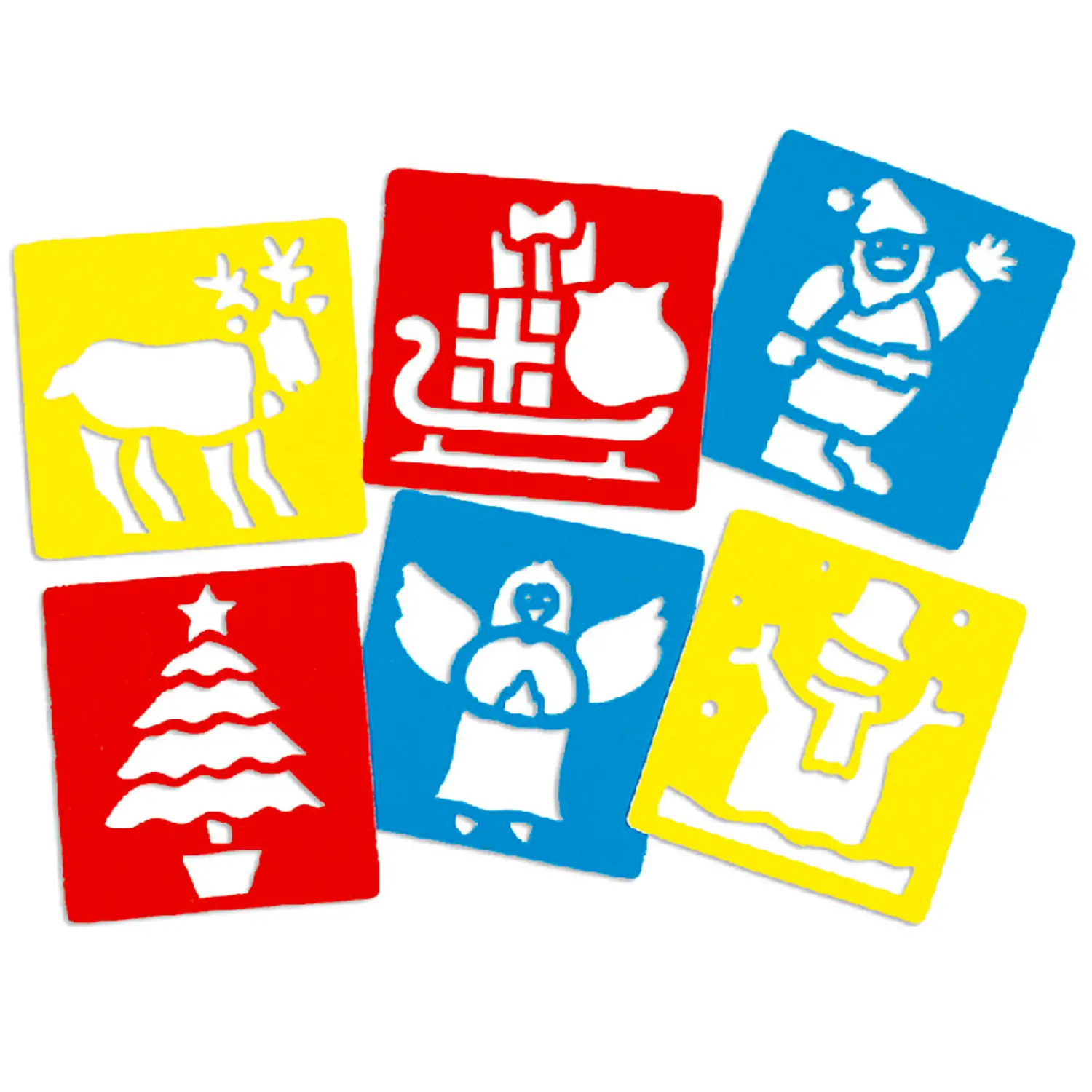 Stencil Sagome Soggetti Natalizi – Set 6 Mascherine per Disegni e Lavoretti di Natale - Stencil