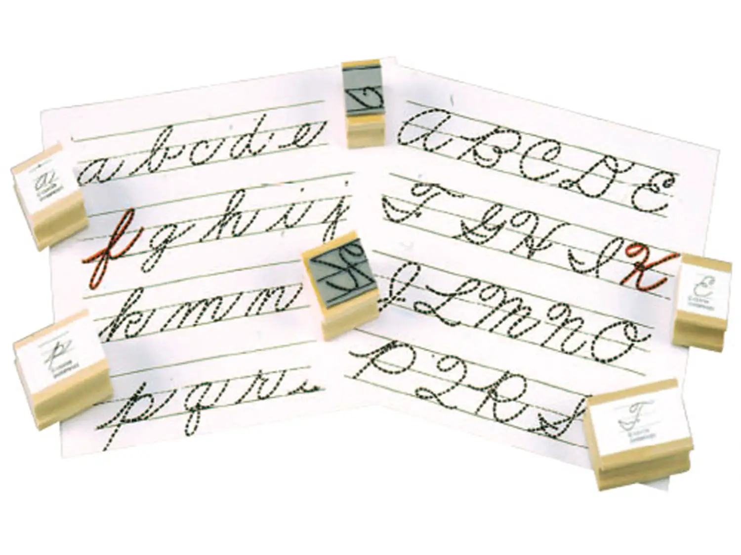 Timbri Alfabeto Corsivo Maiuscolo Tratteggiato - Pregrafismo