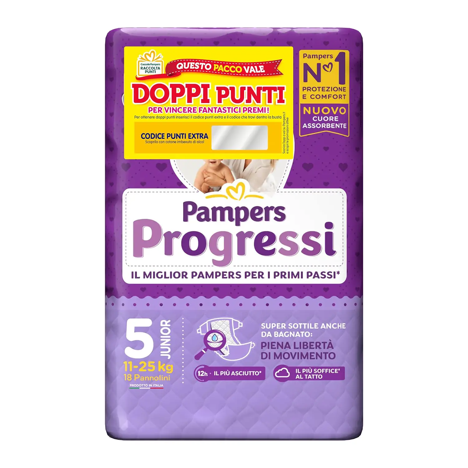 Babylove Pannolini Premium Active Plus Taglia 5, Junior 12-25 Kg, Confezione Jumbo Da 2 X 36 Pezzi, 72 Pezzi