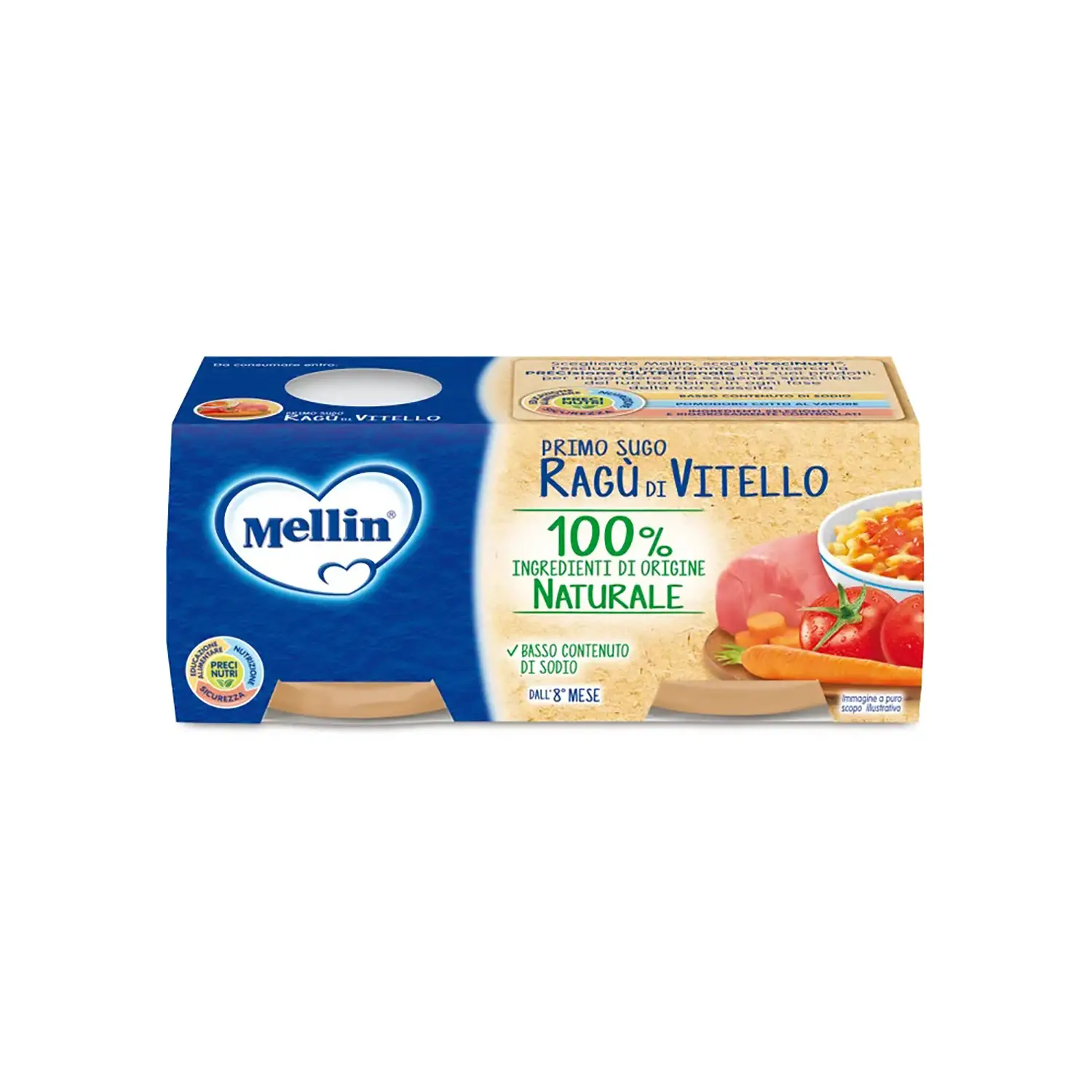 Omogeneizzato Mellin Primo Sugo Ragù di Vitello - 2x80g - brodi, passati,sughi e condime