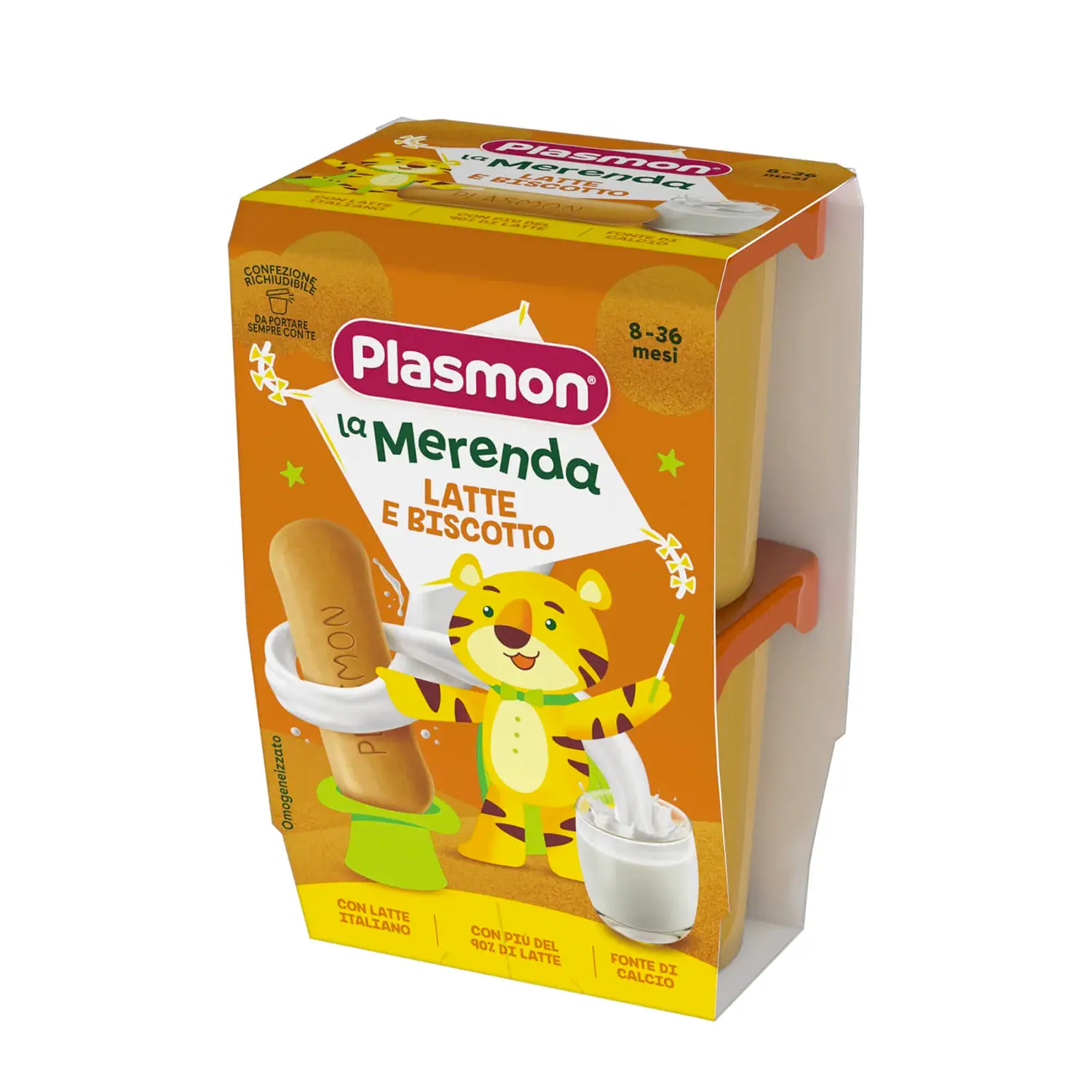 Plasmon Merenda Latte e Biscotto 2x120g – Merenda Cremosa per Bambini - merende