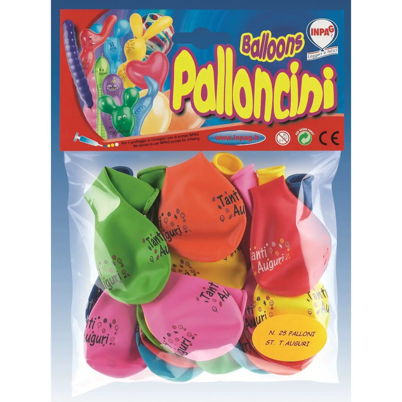 Palloncini Gonfiabili Busta 25 Pezzi Tanti Auguri - party
