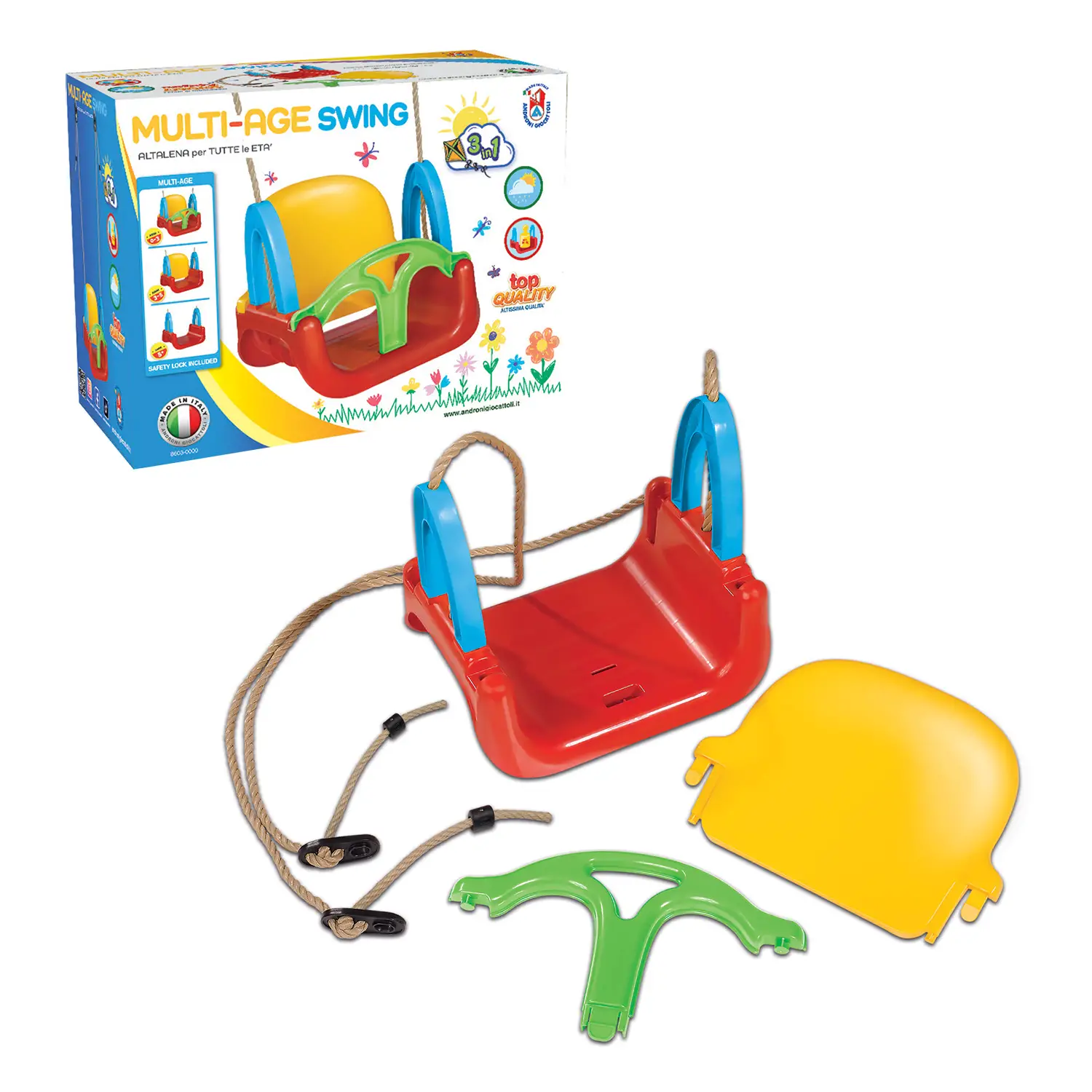 Seggiolino Altalena 3 in 1 per Bambini – Evolutivo, Sicuro e Resistente - Colori Assortiti - Dondoli e Altalene