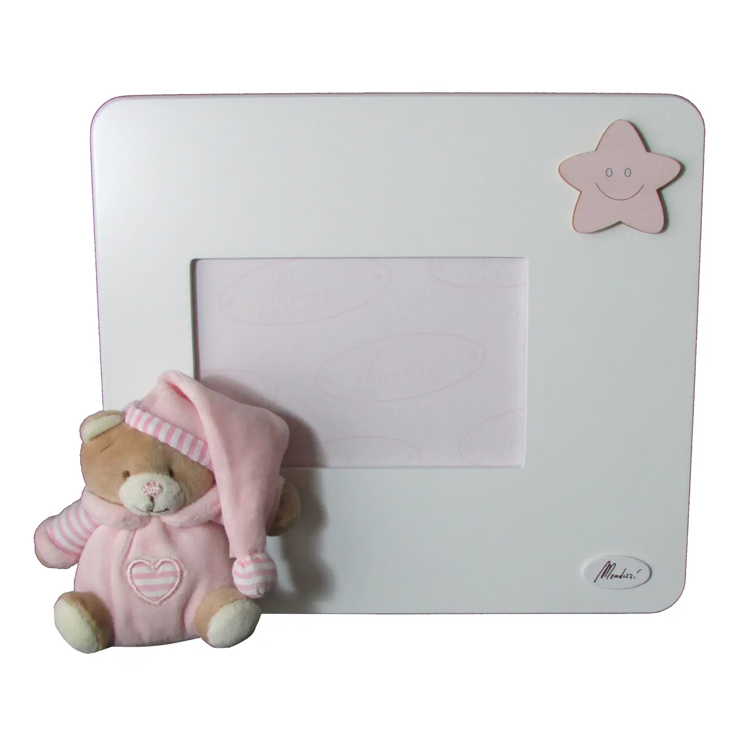 PORTAFOTO ORIZZONTALE CON ORSO ROSA IN STOFFA - complementi d'arredo