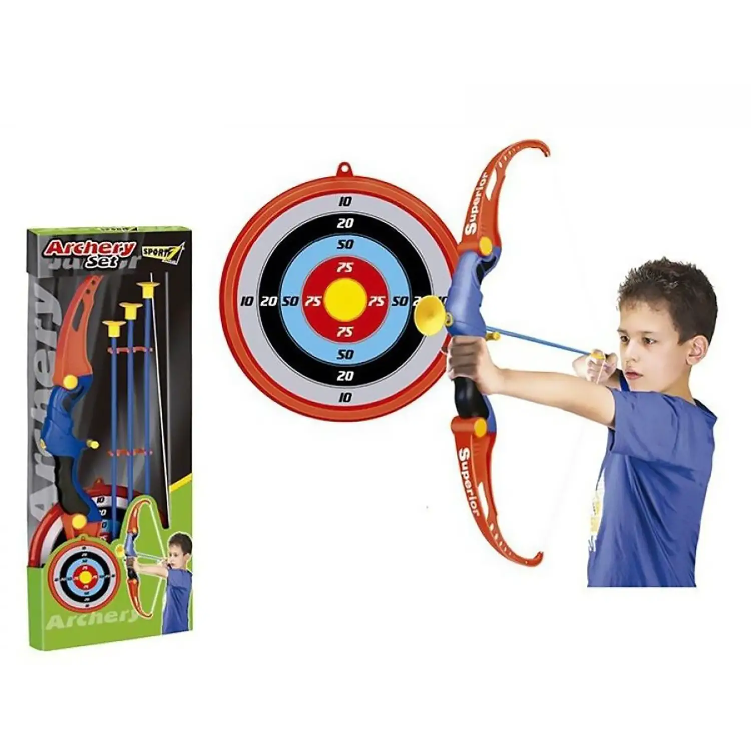 Set Arciere Kid – Arco 66 cm + 3 Frecce con Ventosa + Bersaglio - Attrezzature sportive