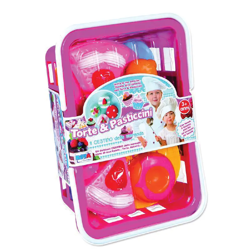 Cestino Torte e Pasticcini – Gioco di Cucina per Bambini - Alimenti, mercatini, stoviglie