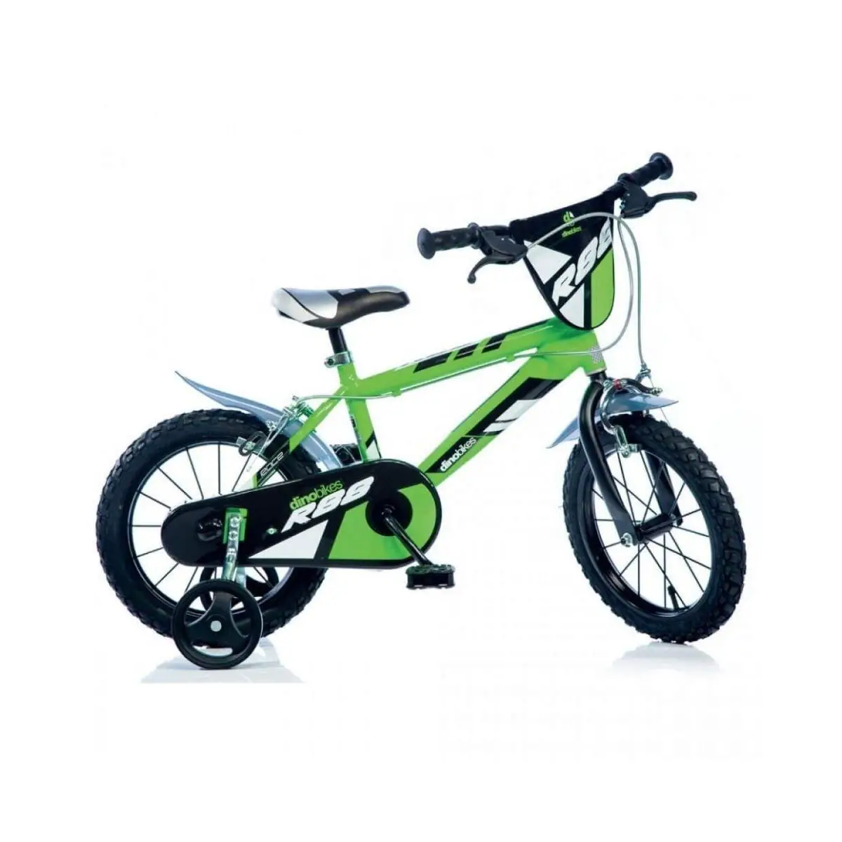 Bicicletta Bambino 14" – Dino Bikes Serie MTB Boys Verde con Rotelline Stabilizzatrici - biciclette bambini