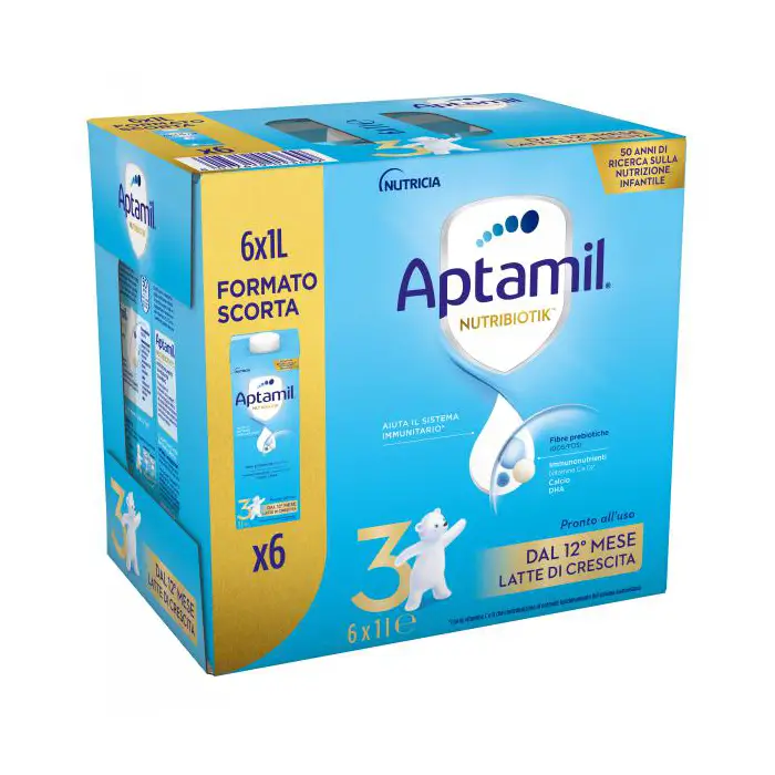 Latte Aptamil 3 Liquido 6 x 1L – Latte di Crescita per Bambini - latti artificiali