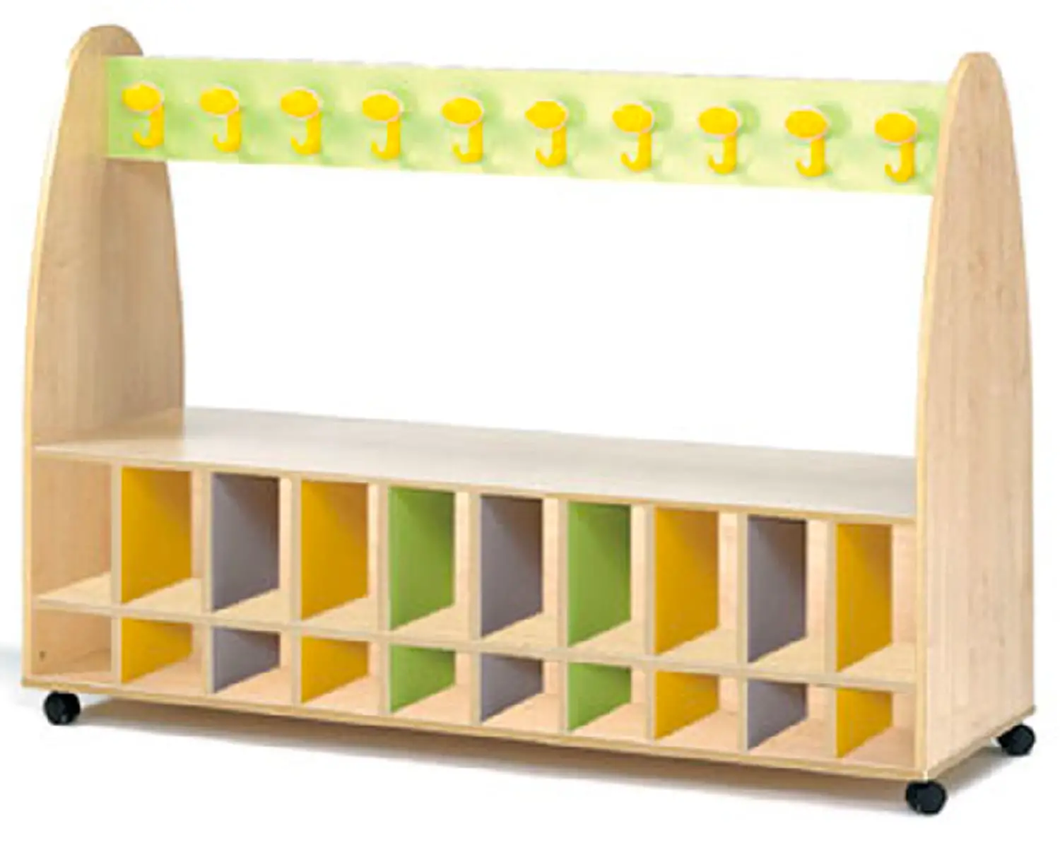 Appendiabiti Scuola Infanzia a Carrello Onda con Caselle 20 Posti - Conforme CAM - Accoglienza