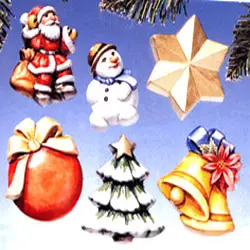 Stampo per Colata – Soggetti Natalizi 2 (6 soggetti) 5,5 cm per Ceramica, Cera e Sapone - Paste per modellare