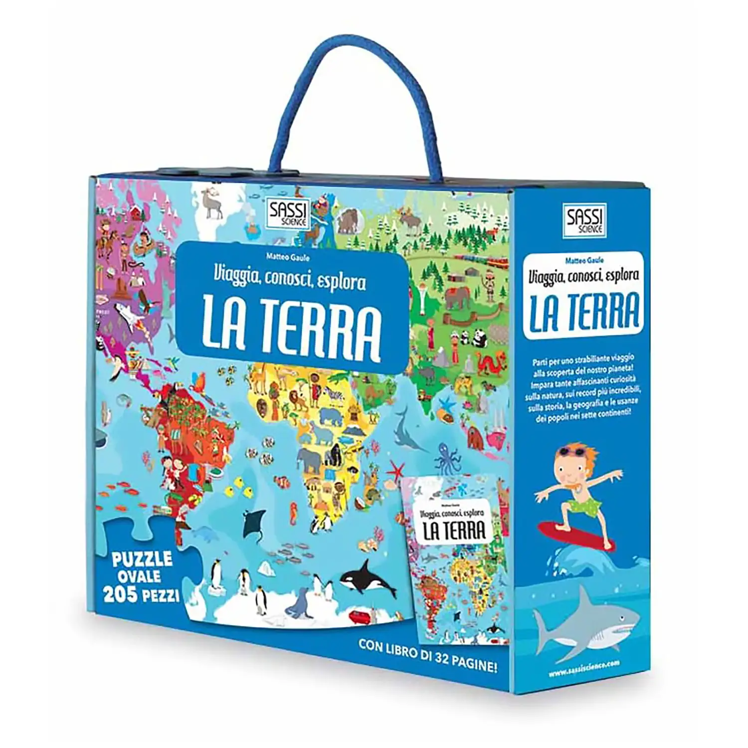 Viaggia, Conosci, Esplora – La Terra Scatola Blu | Libro e Puzzle Educativo - Prima biblioteca