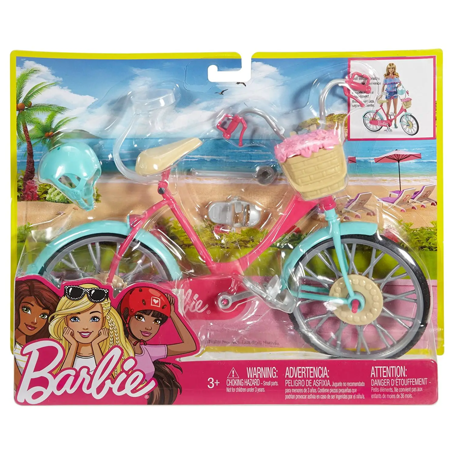 Barbie Bicicletta Per Bambole Con Casco E Accessori Dvx55 - collezionabili bambina
