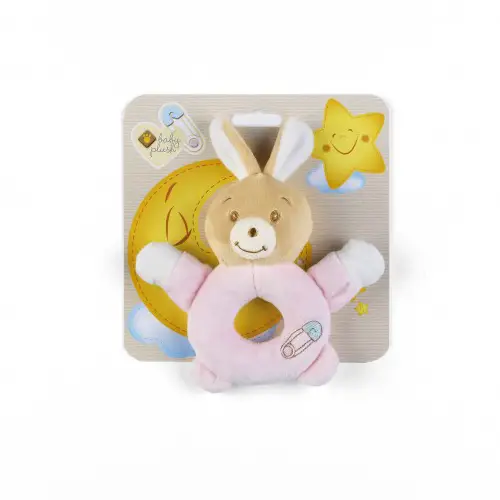 Babycare Coniglietta Anello Sonaglino 14 cm – Morbida e Stimolante - Primi giochi
