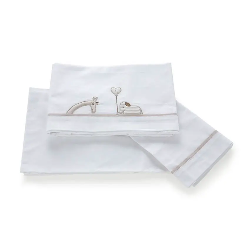 Pali Set Lenzuola Lettino Savana – Bianco Tortora - lenzuolini