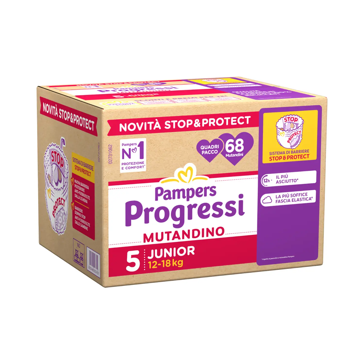 Pampers Progressi Mutandino Pacco Scorta 5 Junior 12/18gk 68 Mutandini - pannolini e salviettine