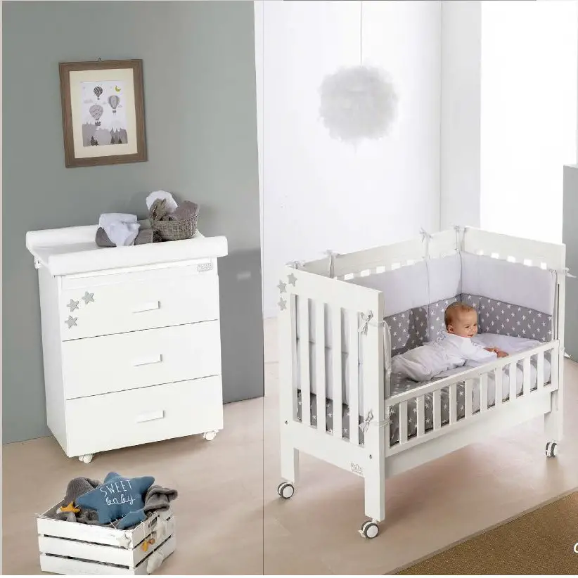 Aladino Kit Bianco Naturale – Letto, Bagnetto e Tessile con Materasso per Neonati - collezioni