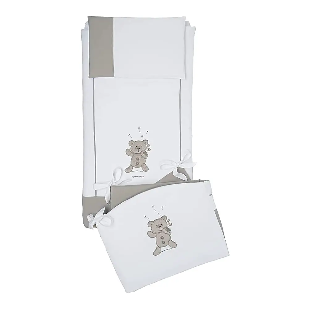 Completo Piumone Set 3 Pezzi Bianco Tortora My Little Love – Coordinato Lettino - collezioni