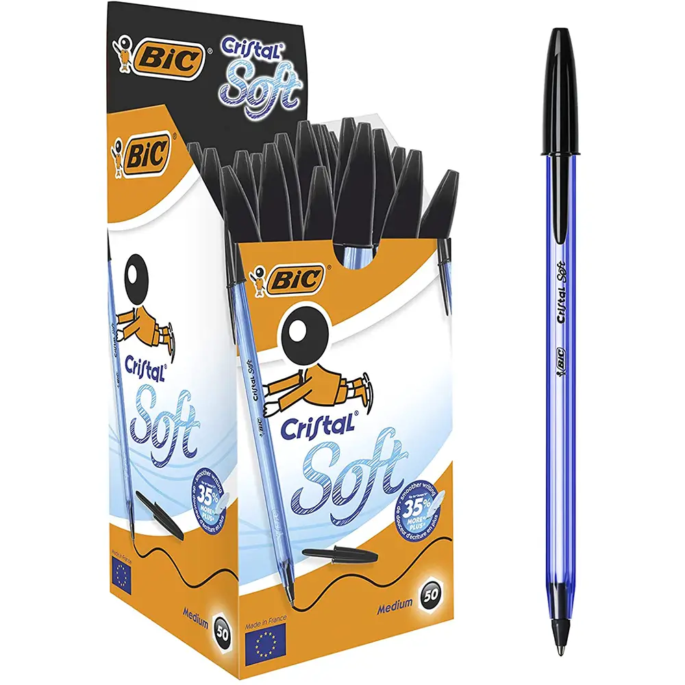 Penna Bic Cristal Soft – Punta 1.2 mm, Inchiostro Nero - penne pennarelli ufficio