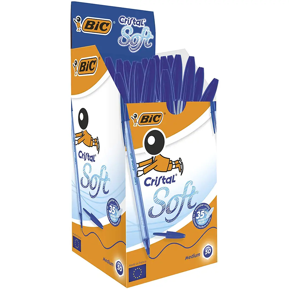 Penna Bic Cristal Soft – Punta 1.2 mm, Inchiostro Blu - penne pennarelli ufficio