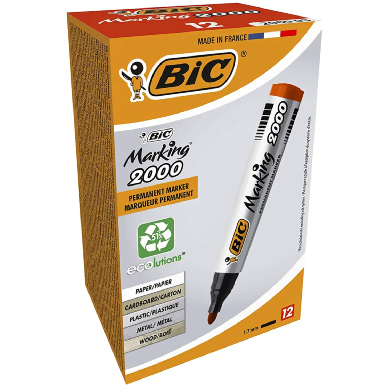 Marcatore Bic Marking 2000 - Punta Tonda - Rosso - ECOlutions - penne pennarelli ufficio