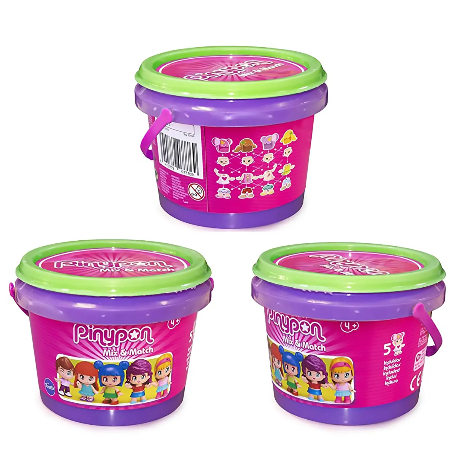 Pinypon Mix&Match Small Bucket - Set Giocattolo Creativo Bambini - play set e accessori bambole