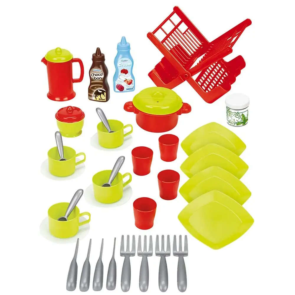 Set Accessori Cucina 39 Pezzi – Gioco di Ruolo per Piccoli Chef - Alimenti, mercatini, stoviglie