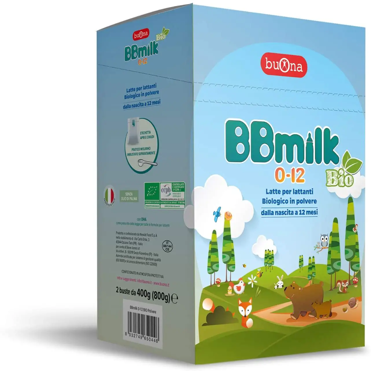 BB Milk 0-12 Mesi Bio – Latte in Polvere 800 g per Neonati e Lattanti - latti artificiali