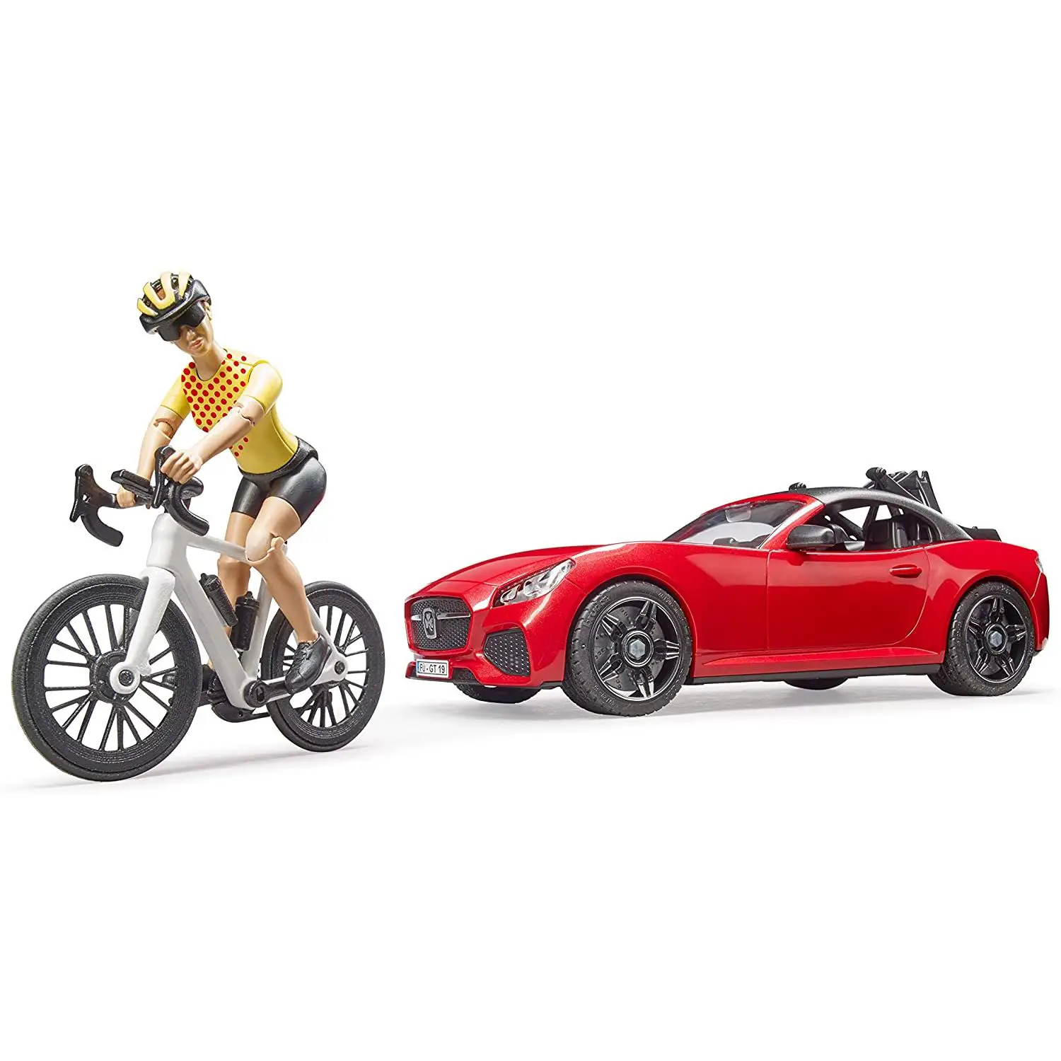Bruder Roadster con Bicicletta e Ciclista – Set Gioco bworld Scala 1:16 - modellini