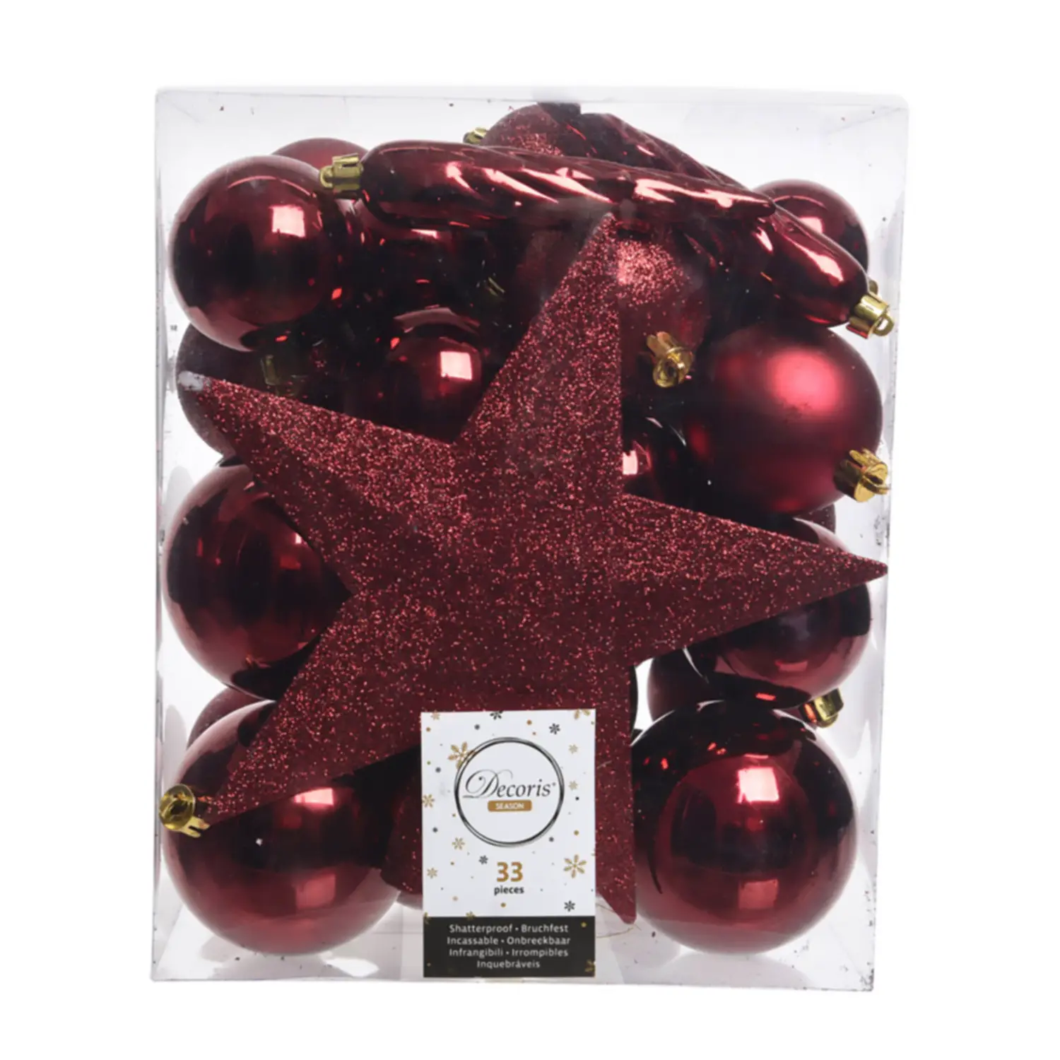 Box 33 Sfere di Natale - Diametro 8 cm - Oxblood - addobbi albero