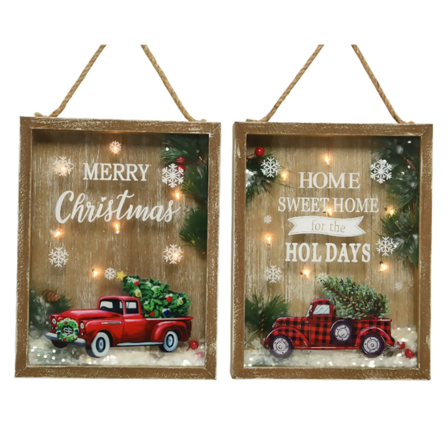 Cornice Natale in Mdf con Led cm. 3.5x21x27cm. - addobbi casa