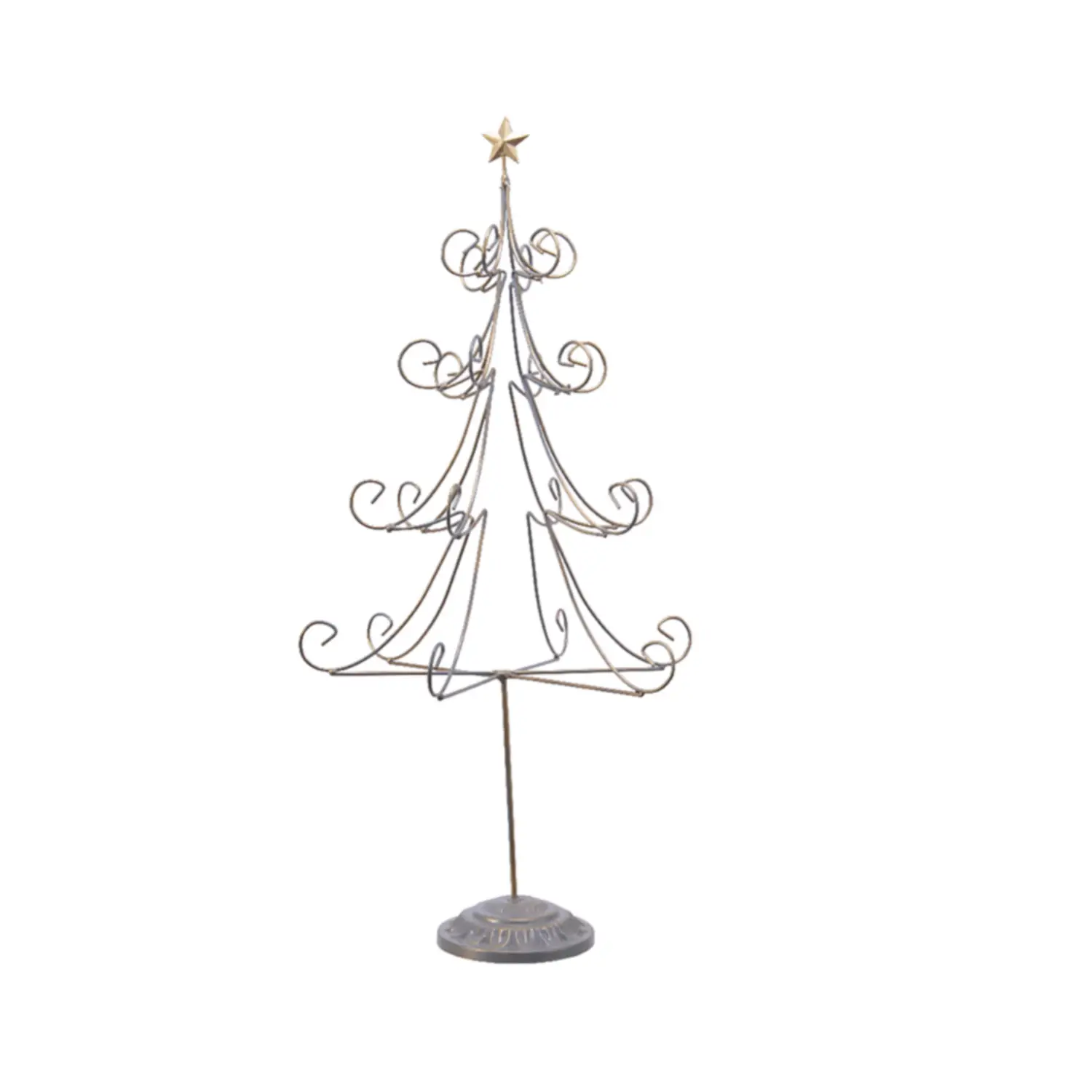 Iron Tree con Base in Ferro Anticato Oro 35x68 cm – Eleganza Natalizia in Metallo - addobbi casa