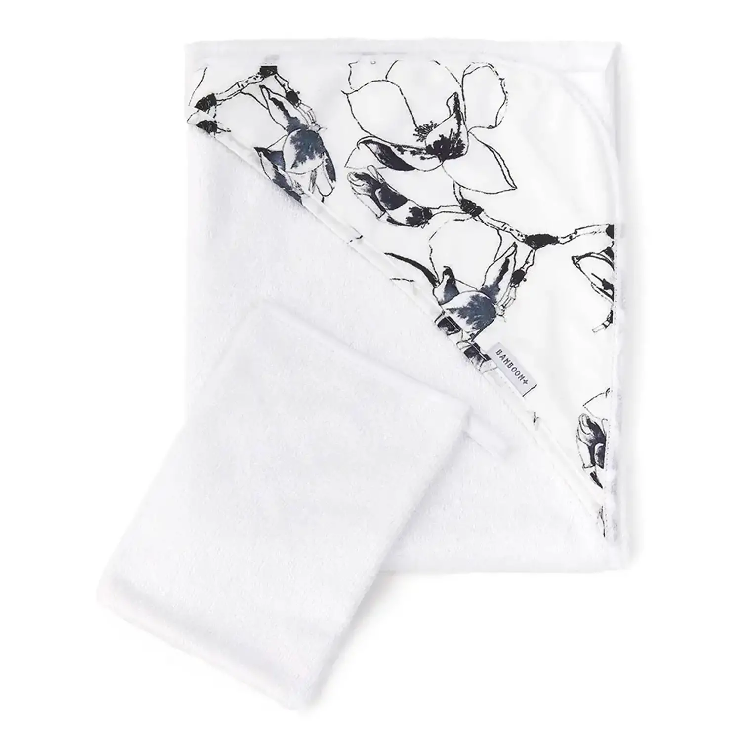 Set Asciugamano con Cappuccio e Guanto Bamboom – Print Magnolia - accappatoi
