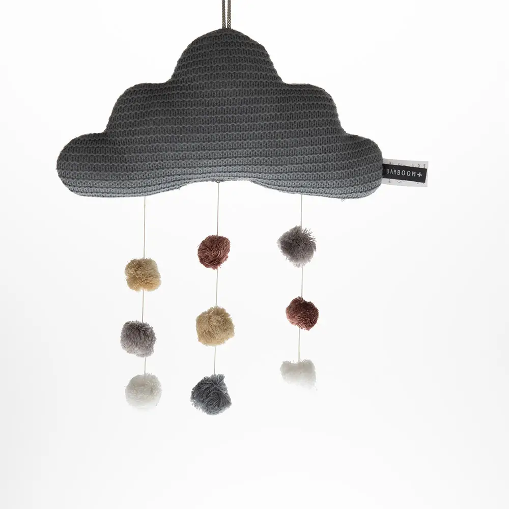 Giostrina Nuvola e Pompom Lavorato a Maglia Grey - giochi da viaggio