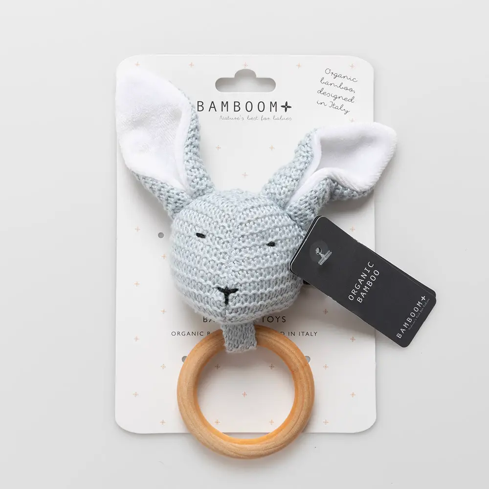 Massaggiagengive in Legno Coniglietto Lavorato a Maglia Lightblue - massaggia gengive