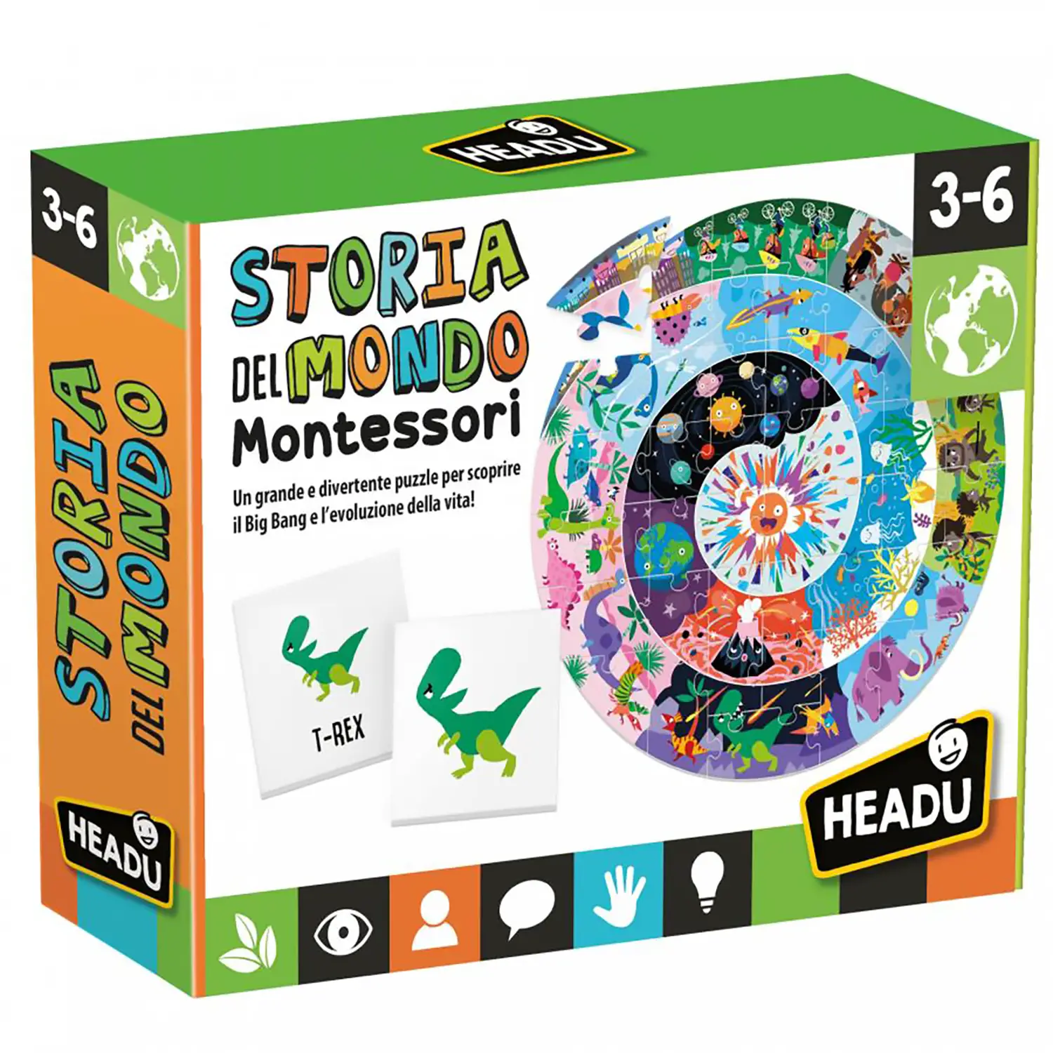 Storia del Mondo Montessori – Puzzle Educativo Big Bang - Associazioni e tombole