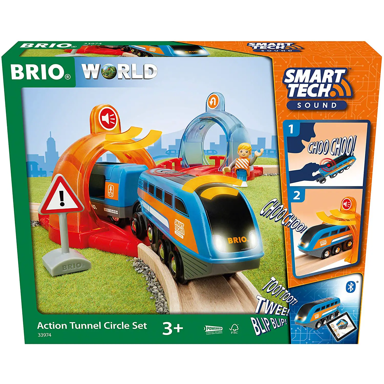 BRIO Ferrovia Circolare con Tunnel – Smart Tech Sound Interattivo - Costruzioni in legno